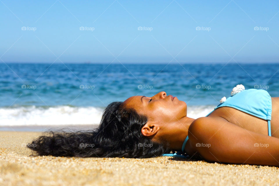 beach ocean sky woman by kbuntu