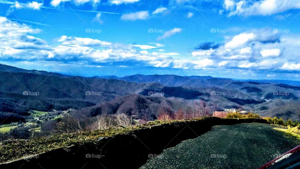 END of Fall mountains, and beautiful blue sky.
