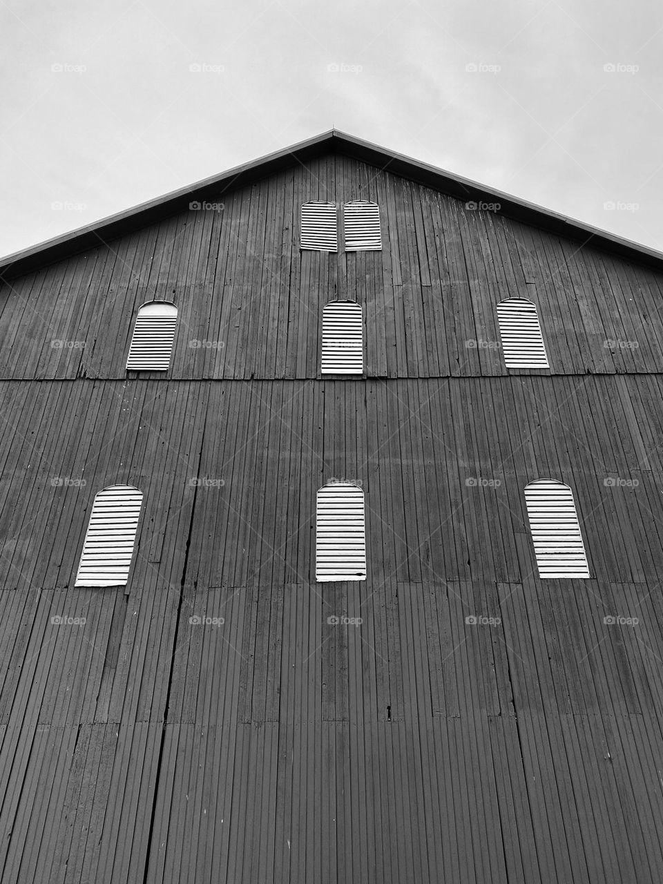Windows in the side of a barn