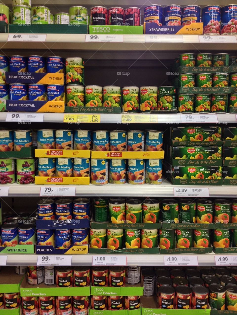 Tinned food in supermarket