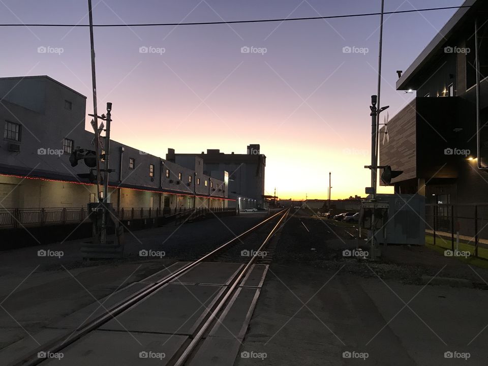 Sunset train tracks
