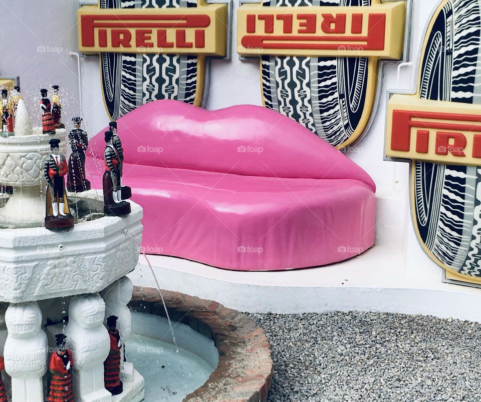 Salvador Dali designed his lips sofa based on the lips of Mae West in the mid 1930s.  This shocking pink version is located on the patio of the artist’s home located in Port Iligat, outside of Cadaques, Catalonia, Spain