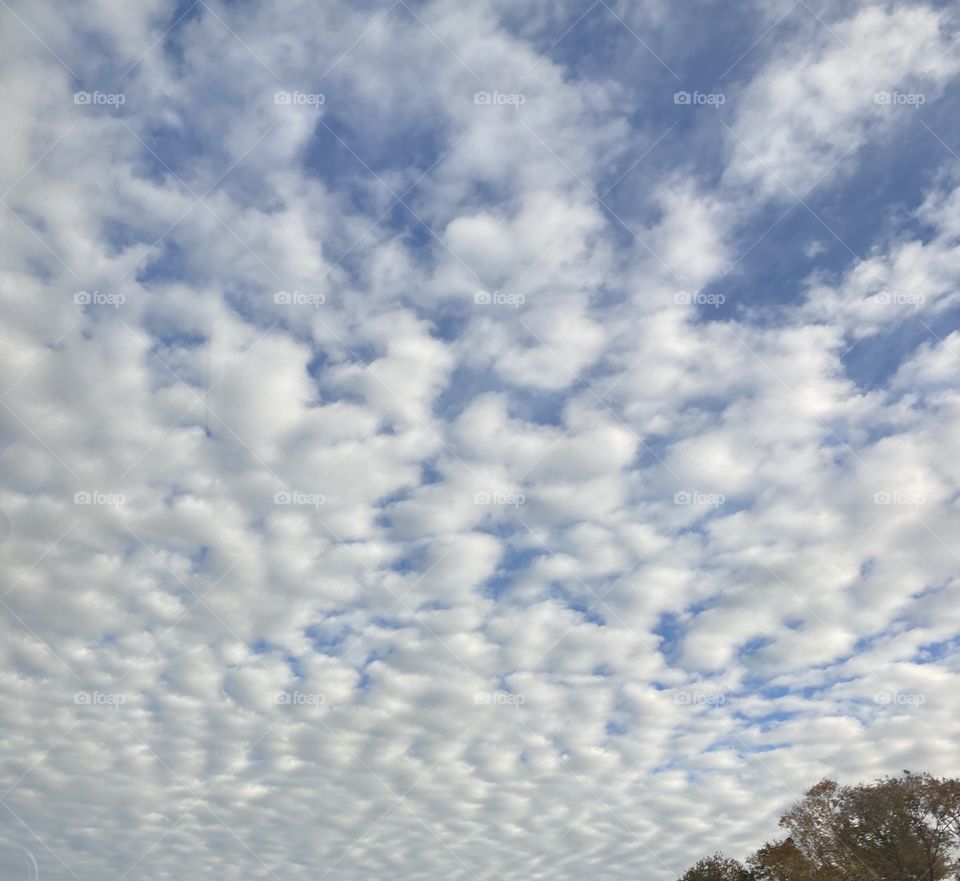 Cloud patterns in a blue sky 