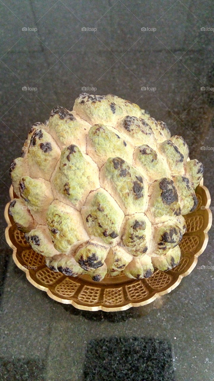 Custard fruit on plate