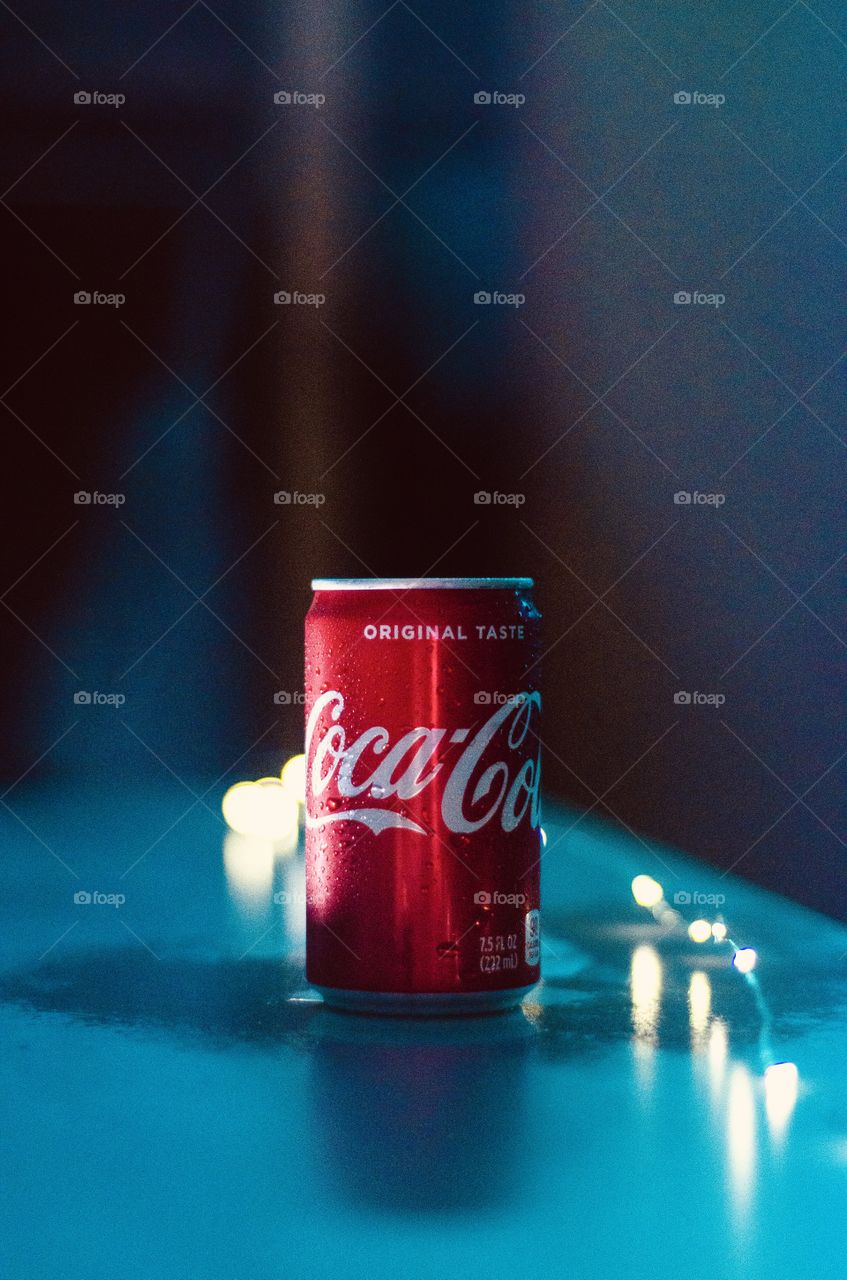 Enjoying the night with a cold can of Coca Cola!