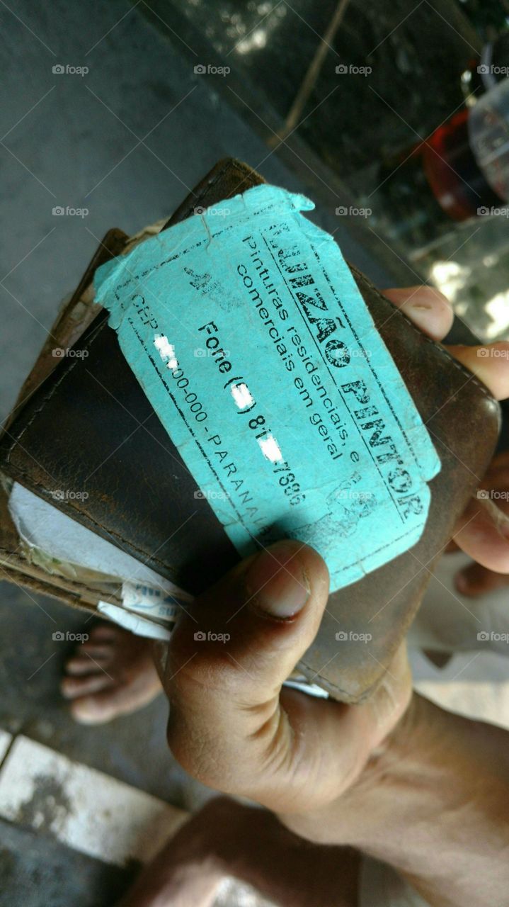 Cartão de visita. Trabalho, profissão e humildade.