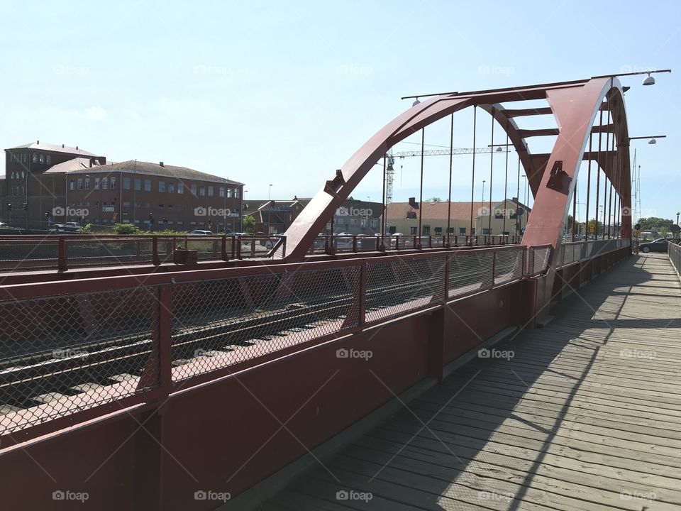 The rail way on the bridge