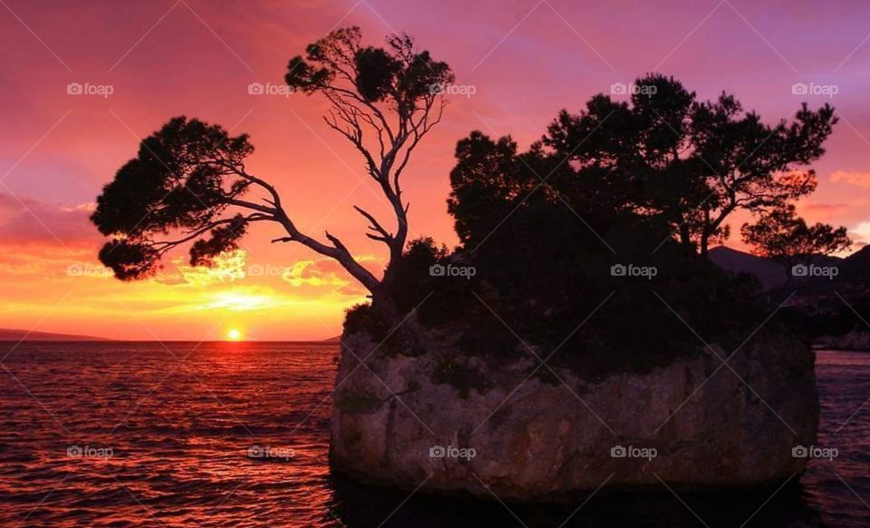 Brela sunset beach from to Croatia