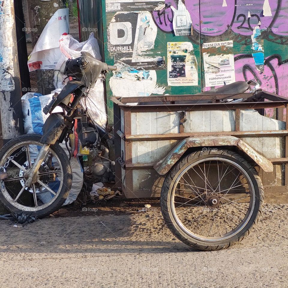 a modified motorcycle for transporting goods