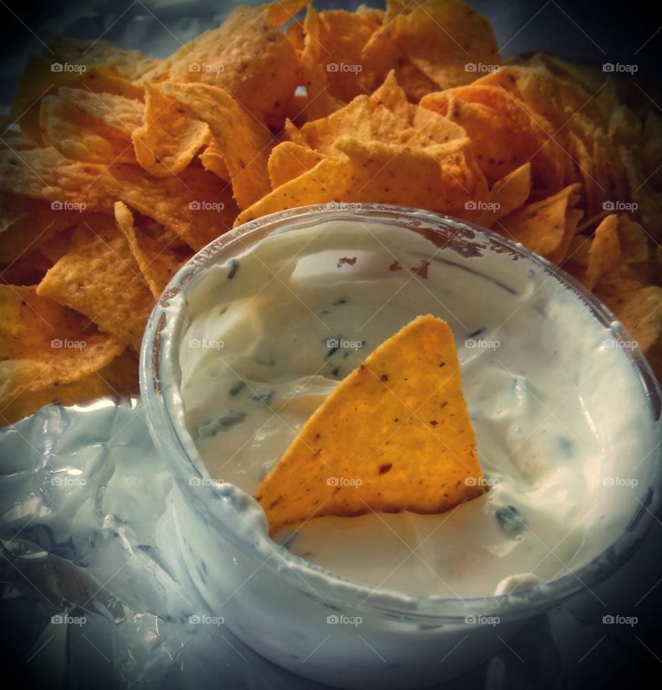 Doritos and dip while watching a film with my husband