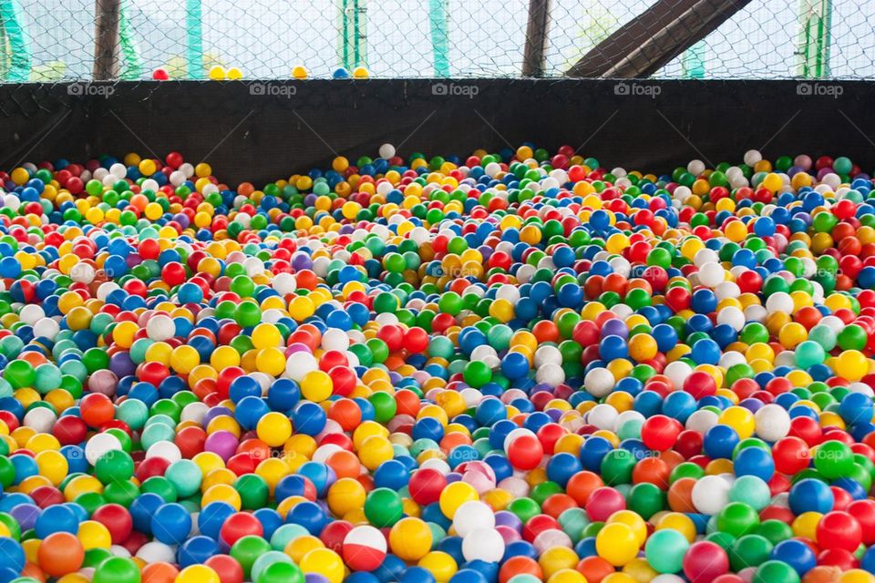 Multicolored plastic balls in amusement park