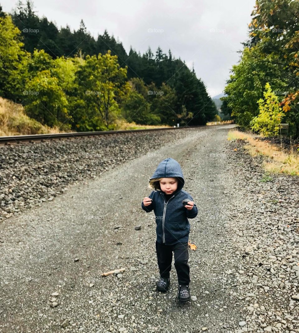 Traintrack by the Columbia river (my son)