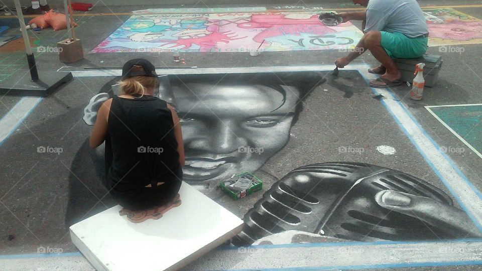 Elvis chalk art