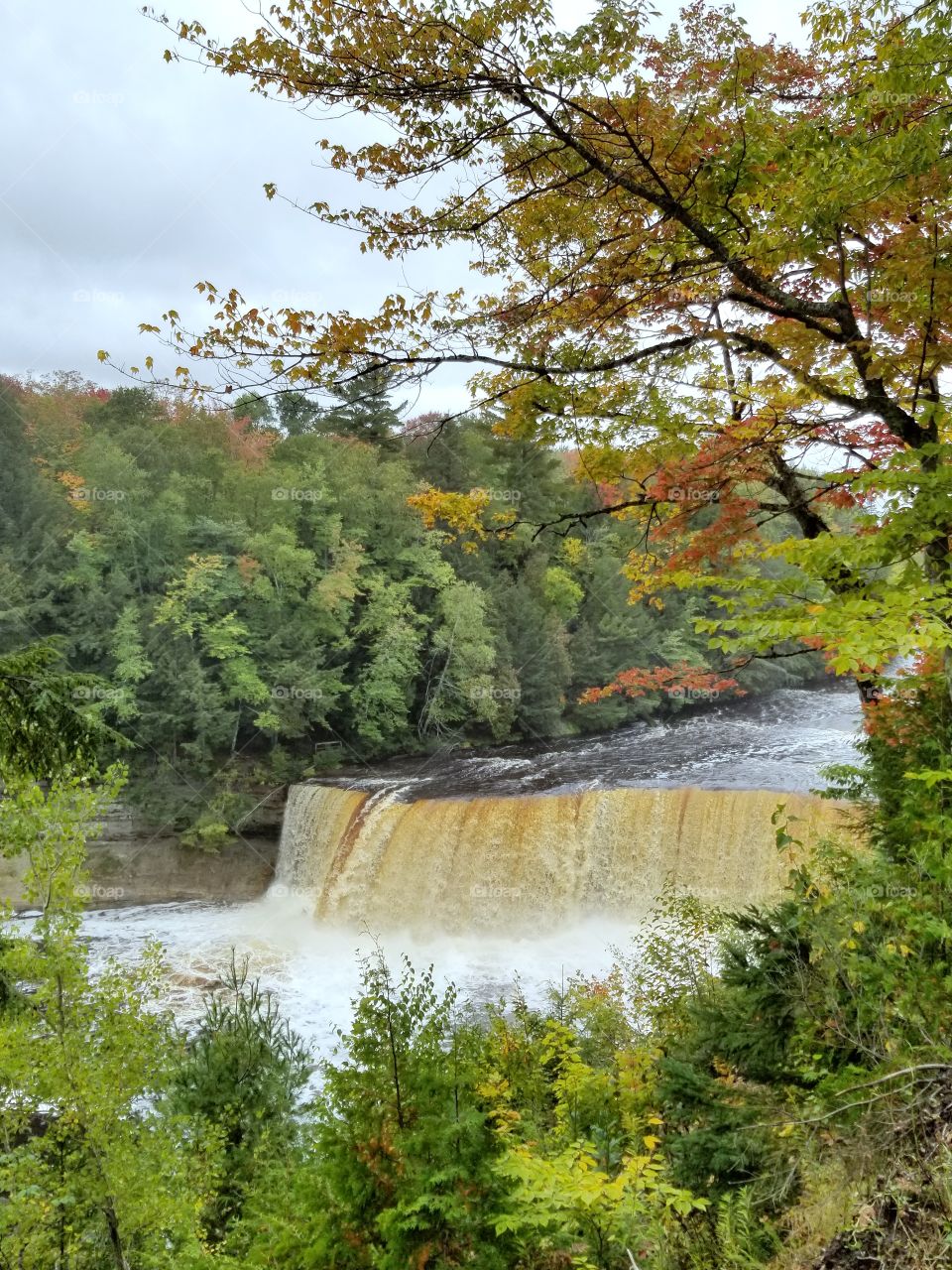 Tahquamenon Falls, Michigan nearing the end of summer,  start of fall.