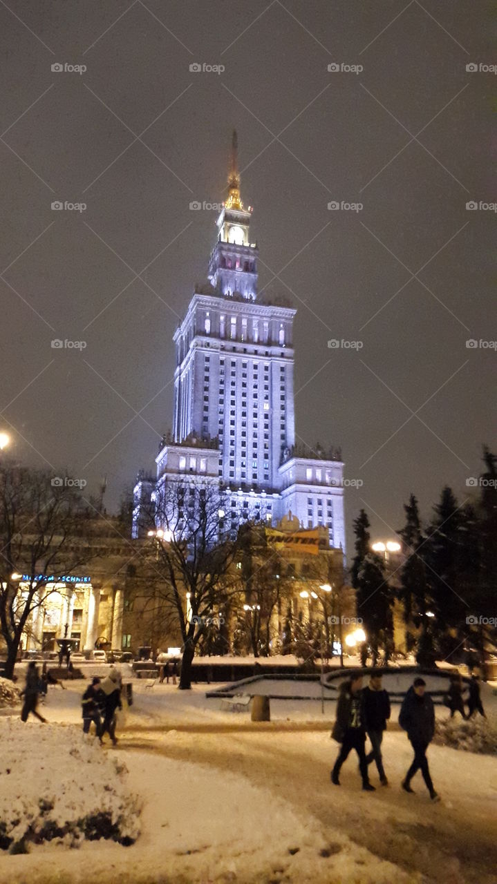 winter evening in Warsaw