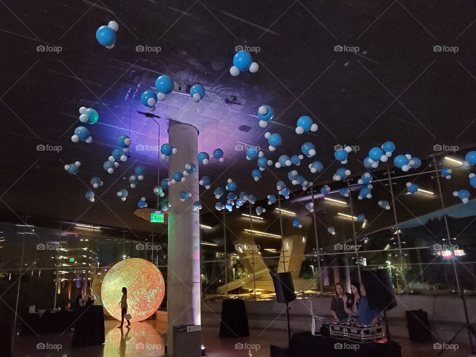 Perot Museum Lobby lit for Dancing