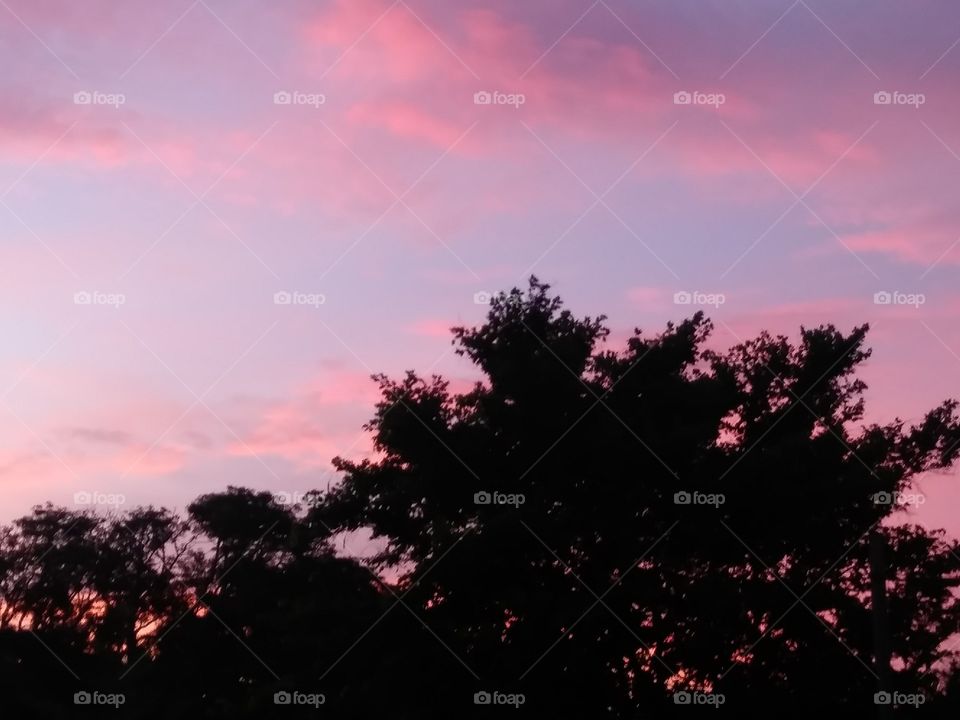 A bright and colorful sunset by the Gulf Coast of Florida.