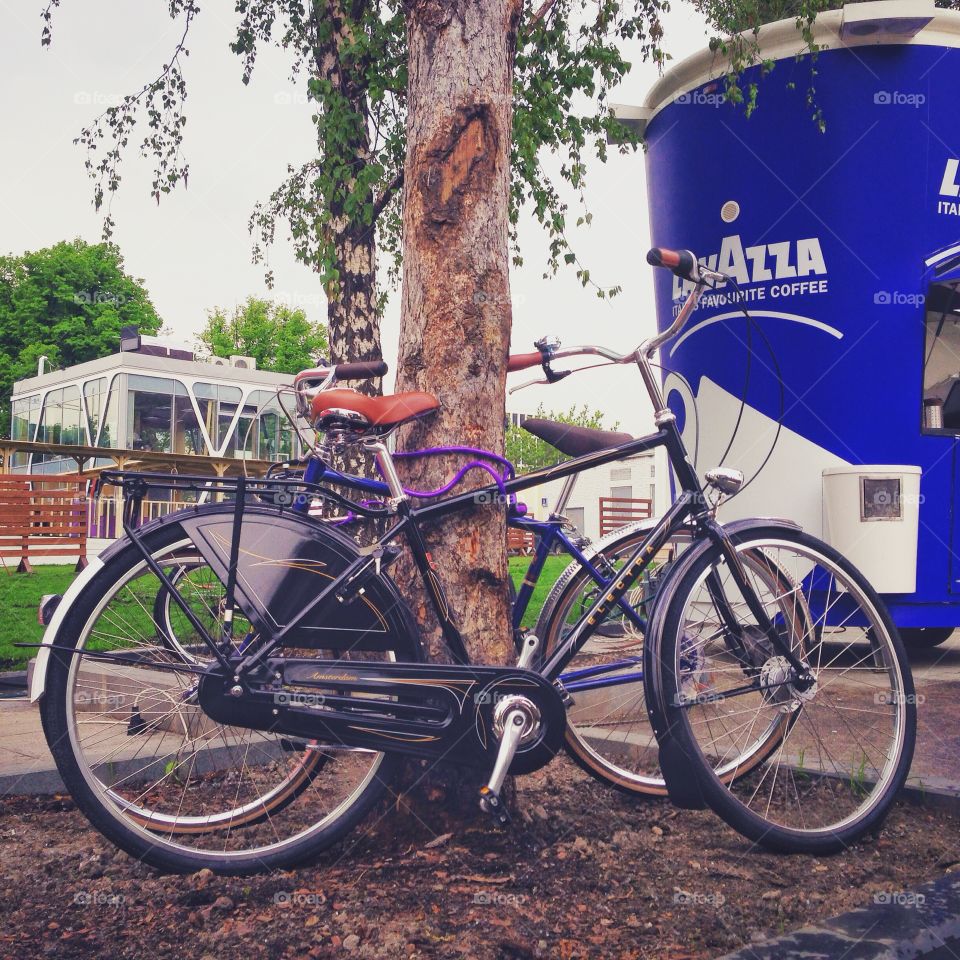 Colored electra bicycles on bosco fresh fest music festival in Moscow, Russia