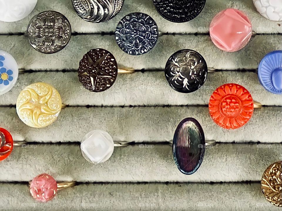Antique button rings