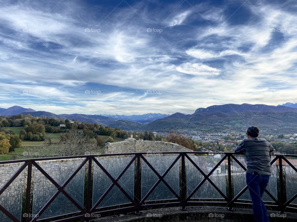 Admiring the view on the Pyrenees mountains 