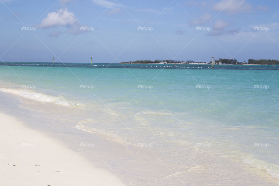Paradise sandy beach in the Caribbean - turquoise water 