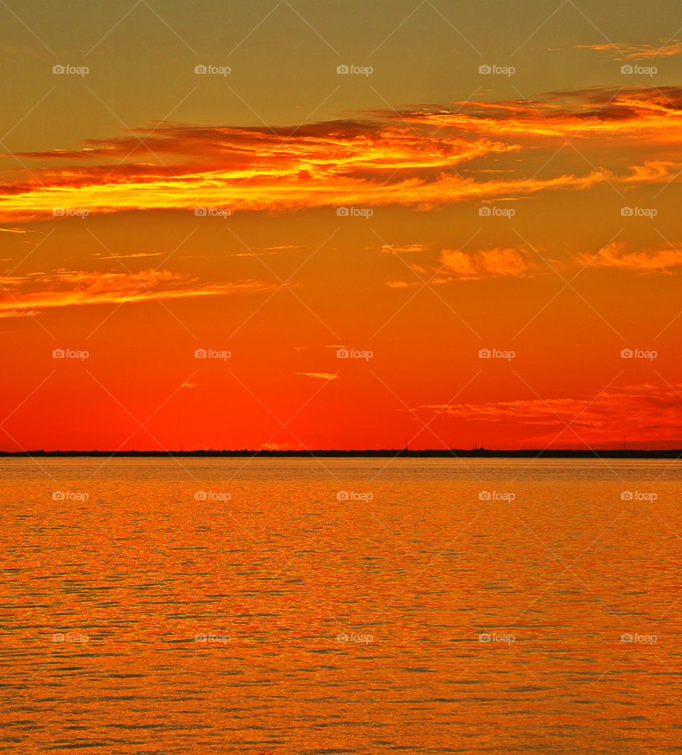 Cascading clouds in the sunset 