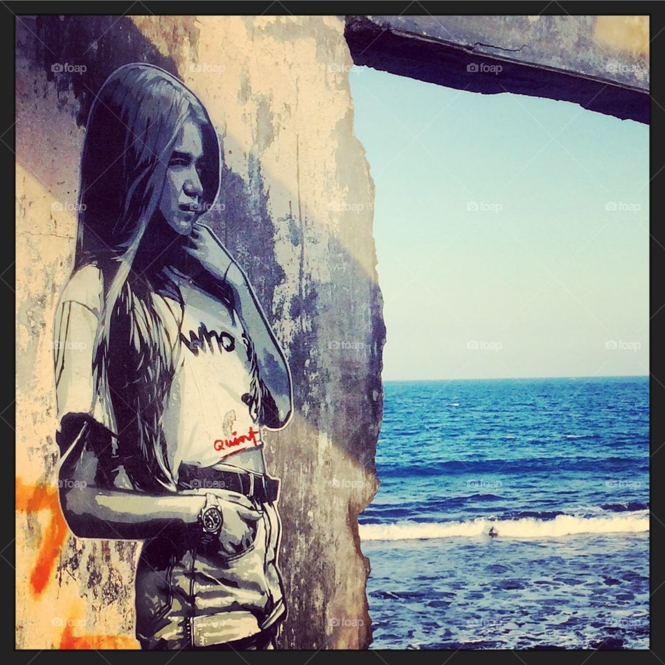 Who. Street art in an abandoned theme park Sanur. bali 