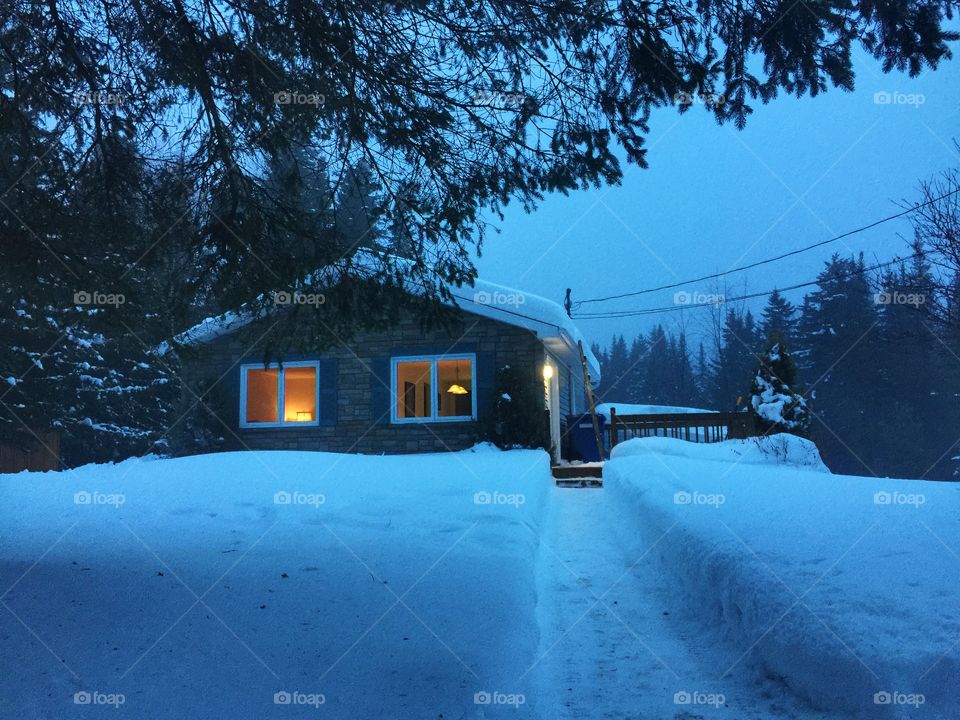 House in snow 