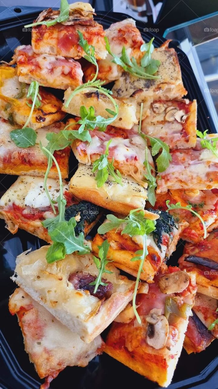 Pieces of homemade pizza