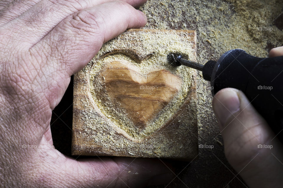 Carving wood heart