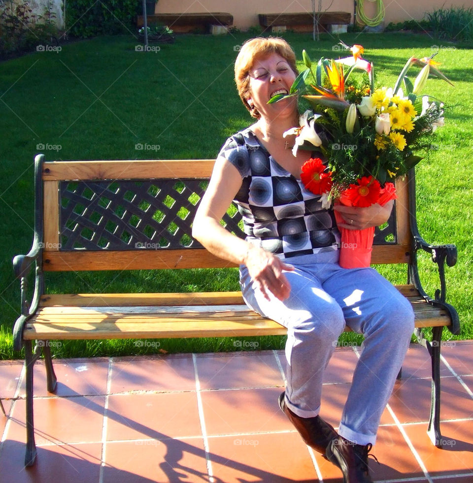 On Mother's Day. She laughed like a child full of happiness