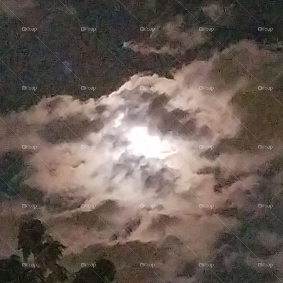 moon night sky clouds beautiful