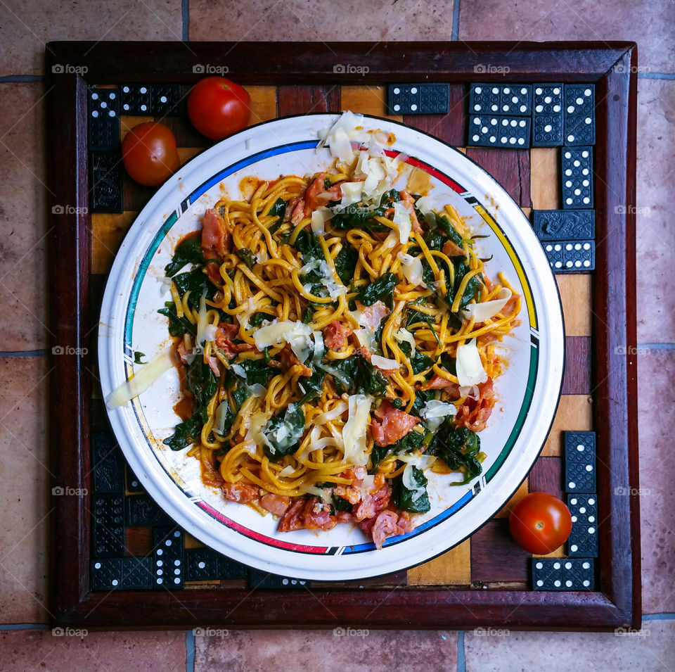 Pasta with mixed ingredients