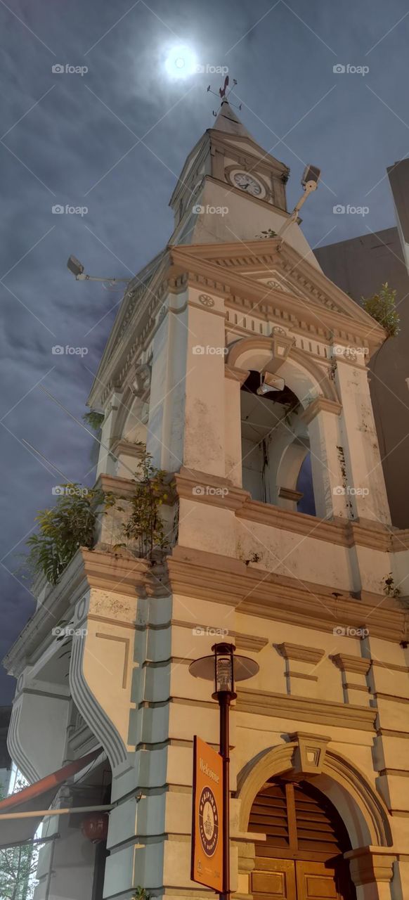 Clock tower moon