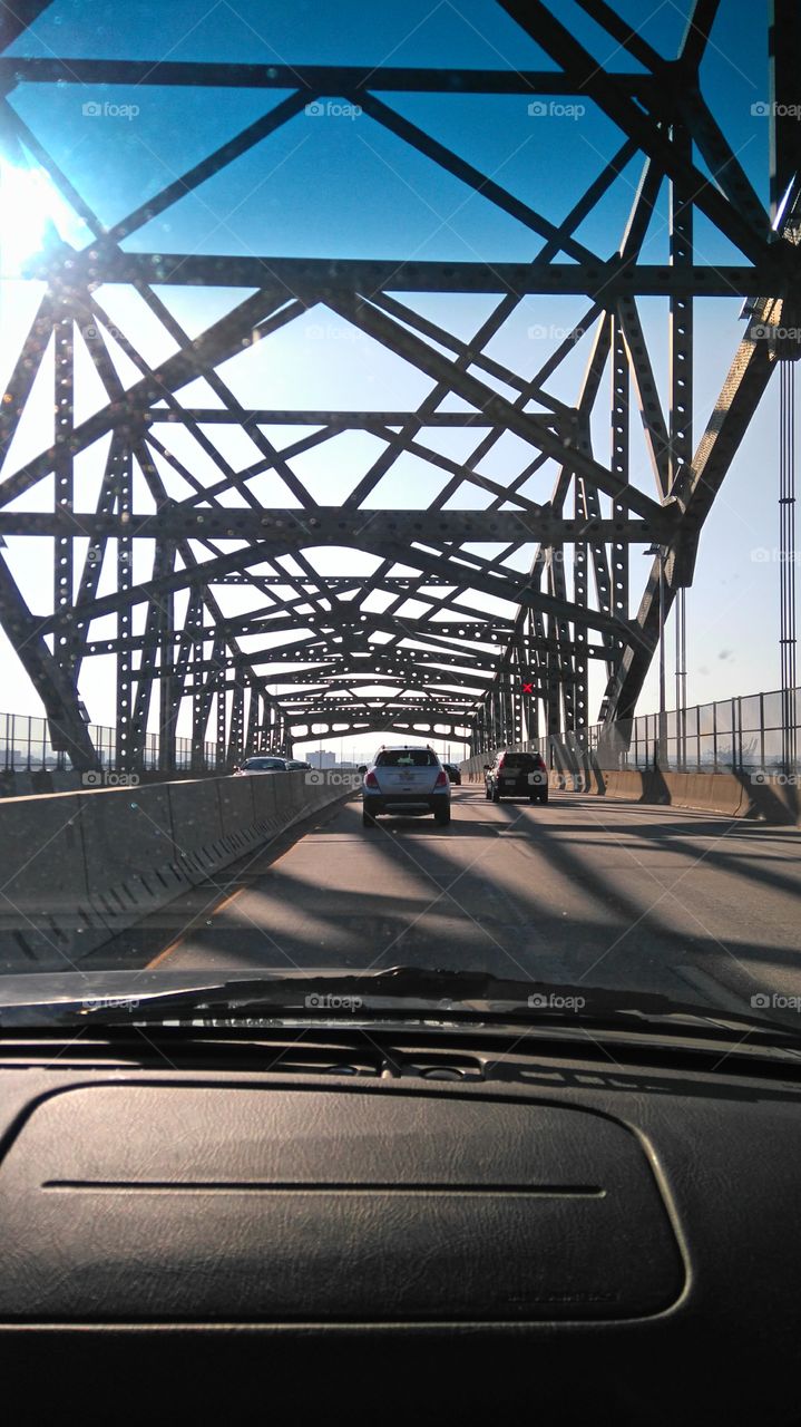 Driving thru a bridge