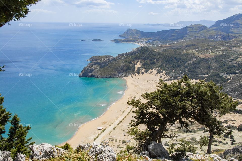 View on a beach, Rhodos, Greece