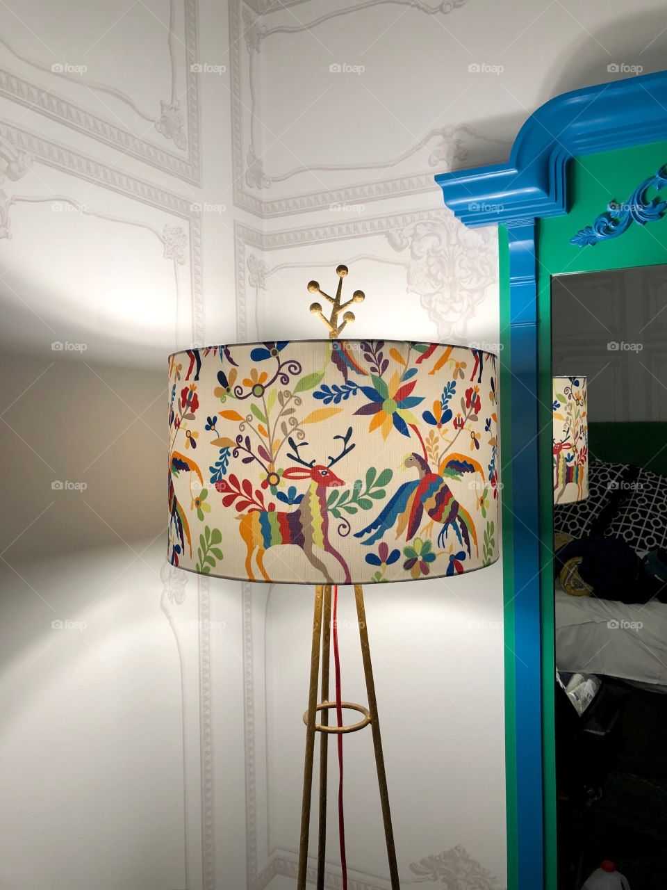 Lamp and mirror in Kimpton Monaco hotel in Pittsburgh