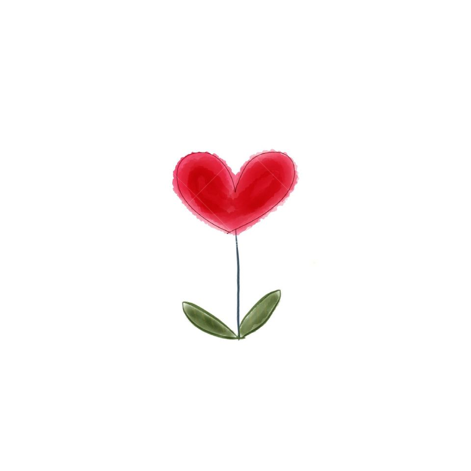 Heart shape flower, hand drawing, illustration 