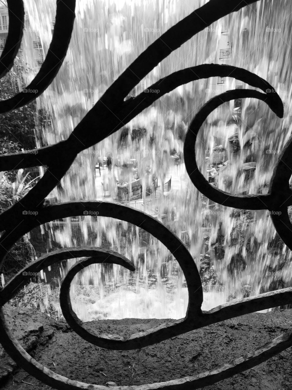 Wrought Iron gate at waterfall