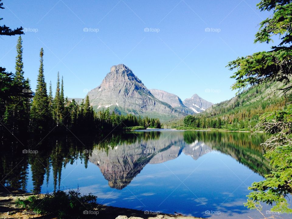 Reflection of mountain in lake