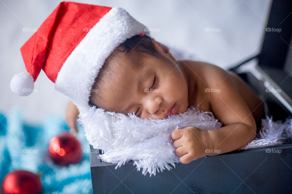 sleeping little santa