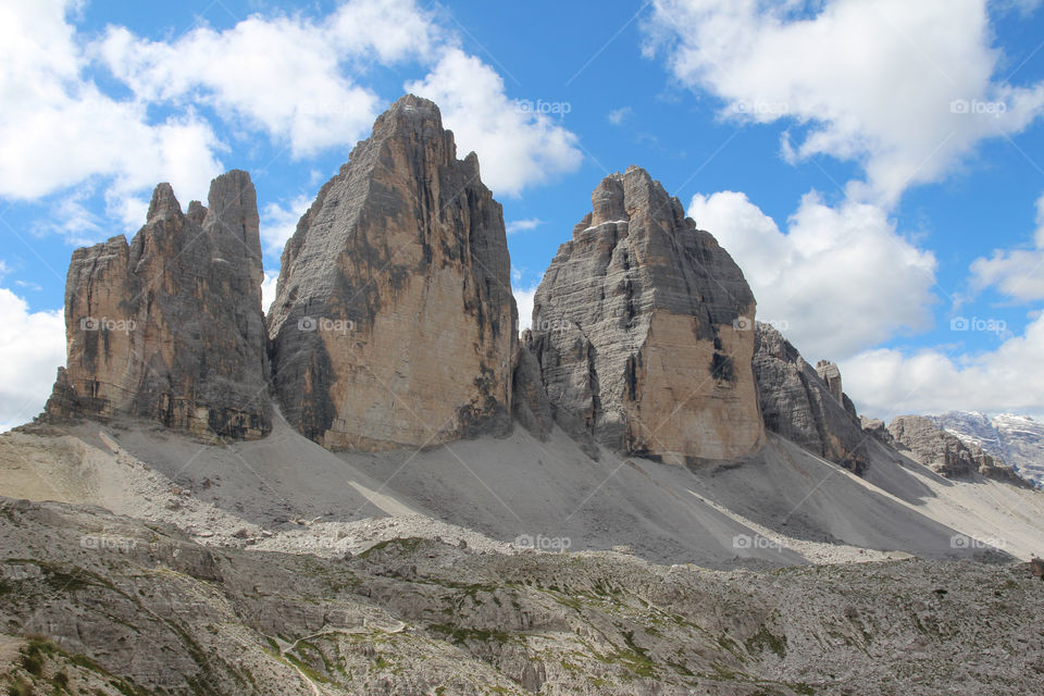 Drei Zinnen, beautiful mountain peaks in the Dolomites Italy 