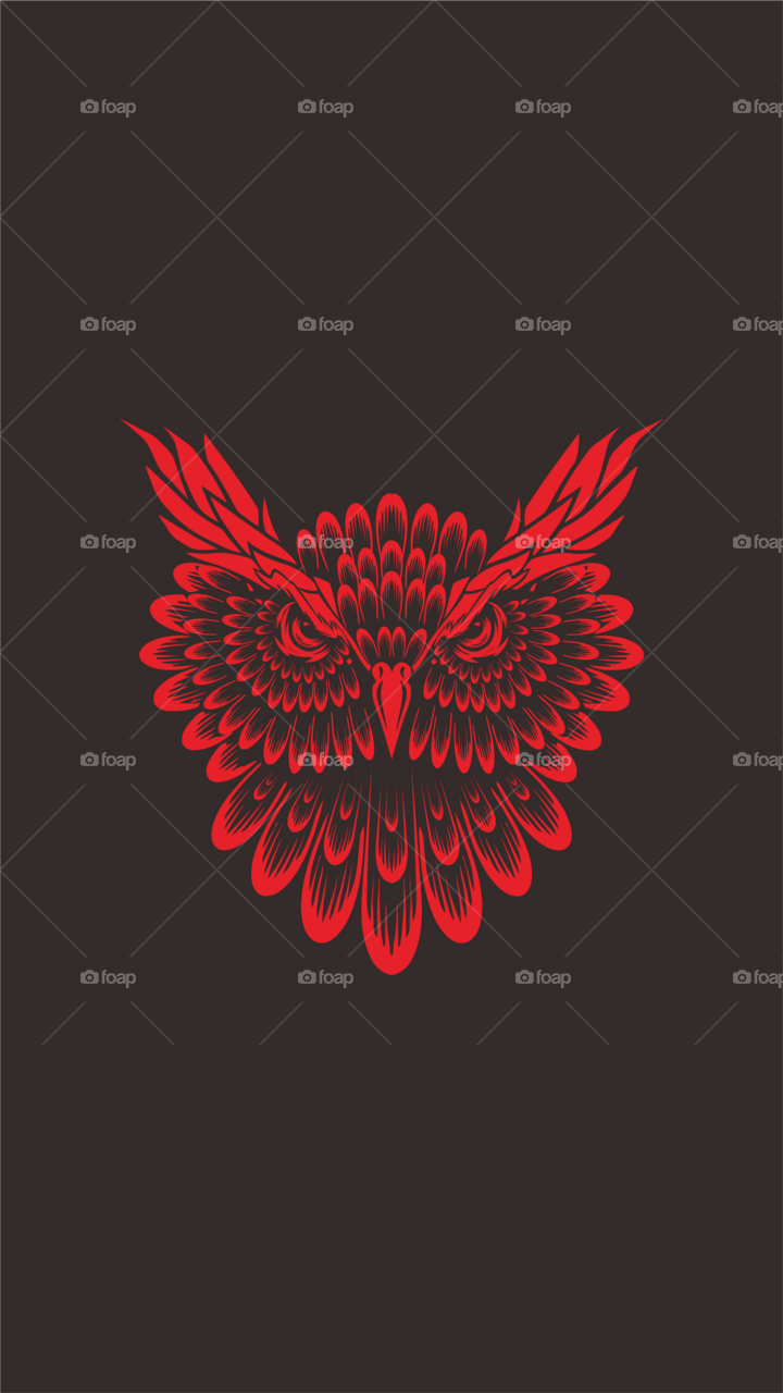 Owl colored red.