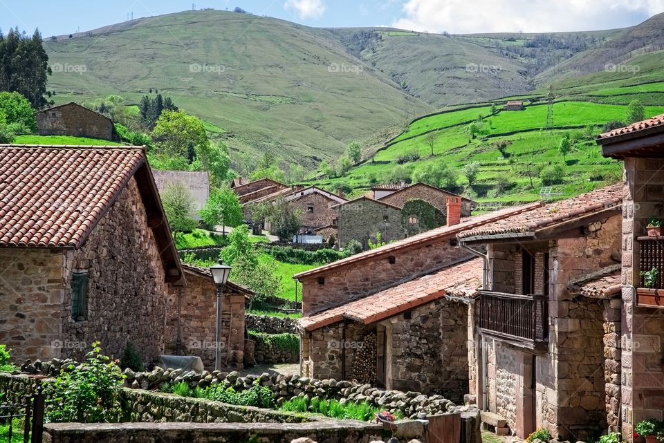 Small village Carmona, in Cantabria, Spain