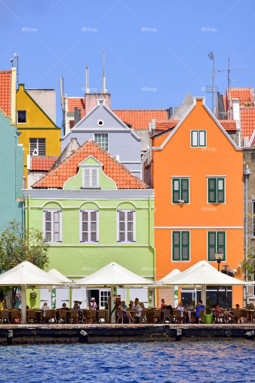 Typical dutch house collorfull style in Willemstad, Curacao.