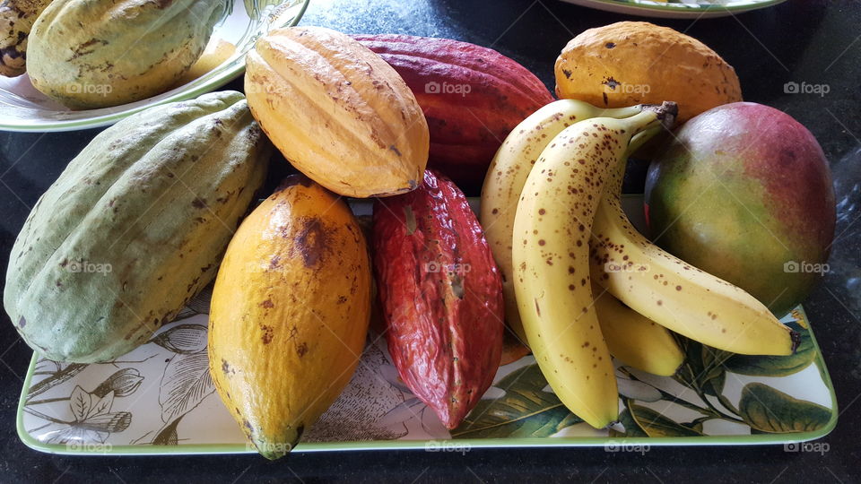 Exotic plate with fruits from Costa Rica