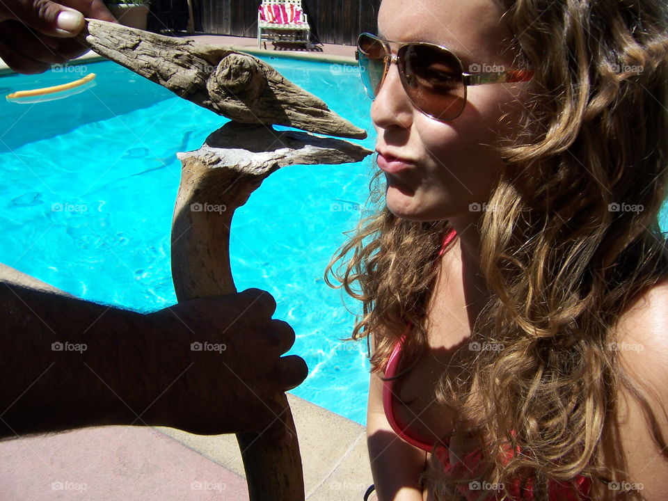 wooden dinosaur cane. have any fun day at the pool  with friends