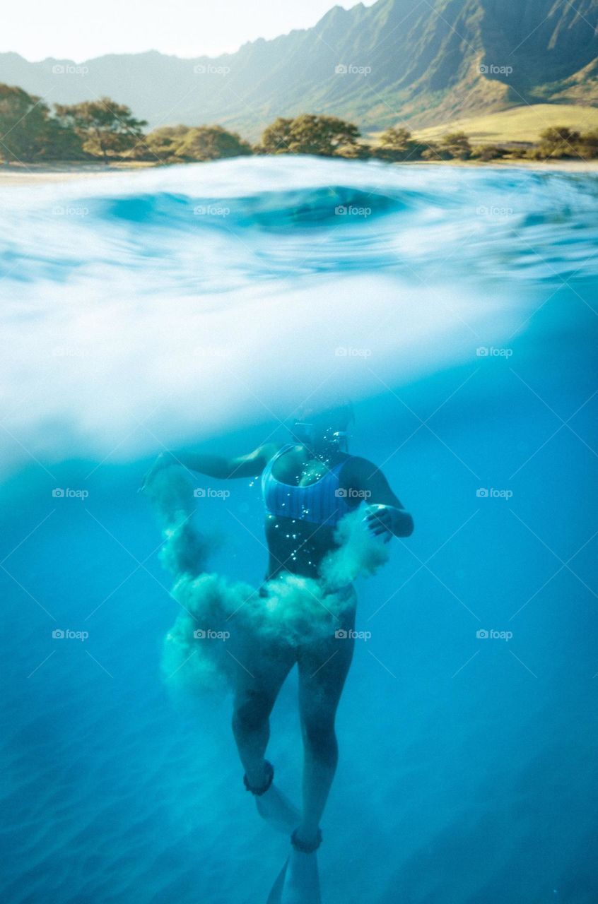 a woman under the sea