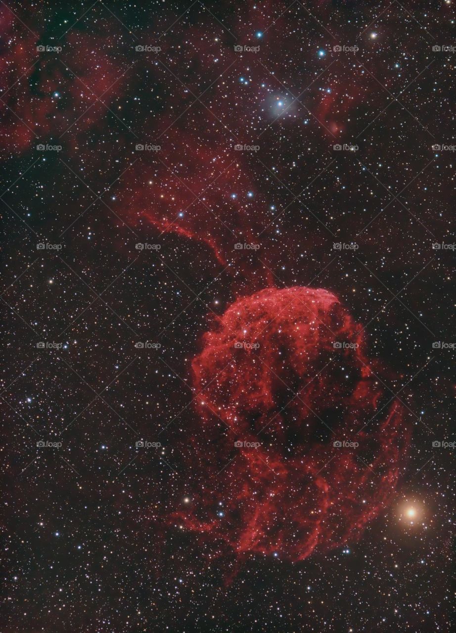 Taken from my backyard with a telescope, the Jellyfish nebula aka IC 443 is a beautiful supernova remnant, the remains of an exploded star!
