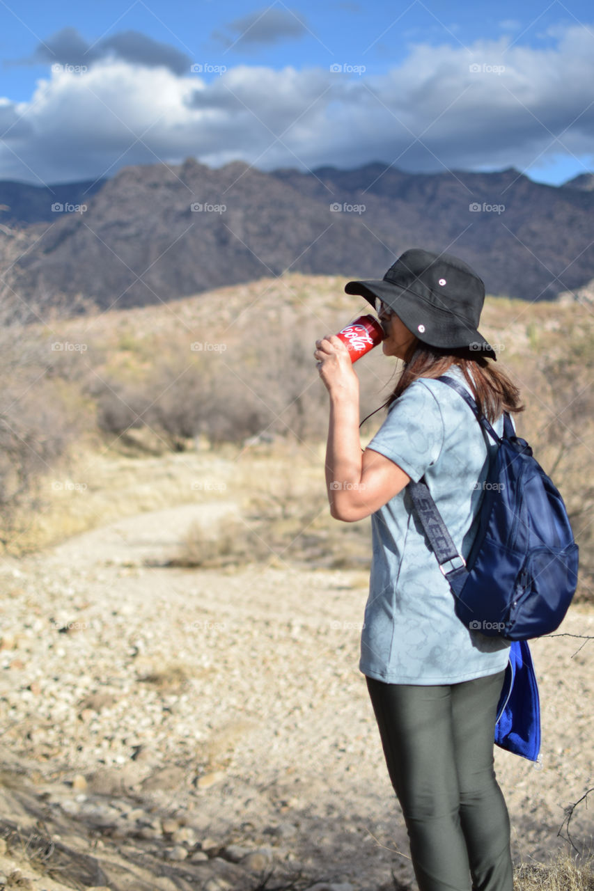 Hiking with coke 